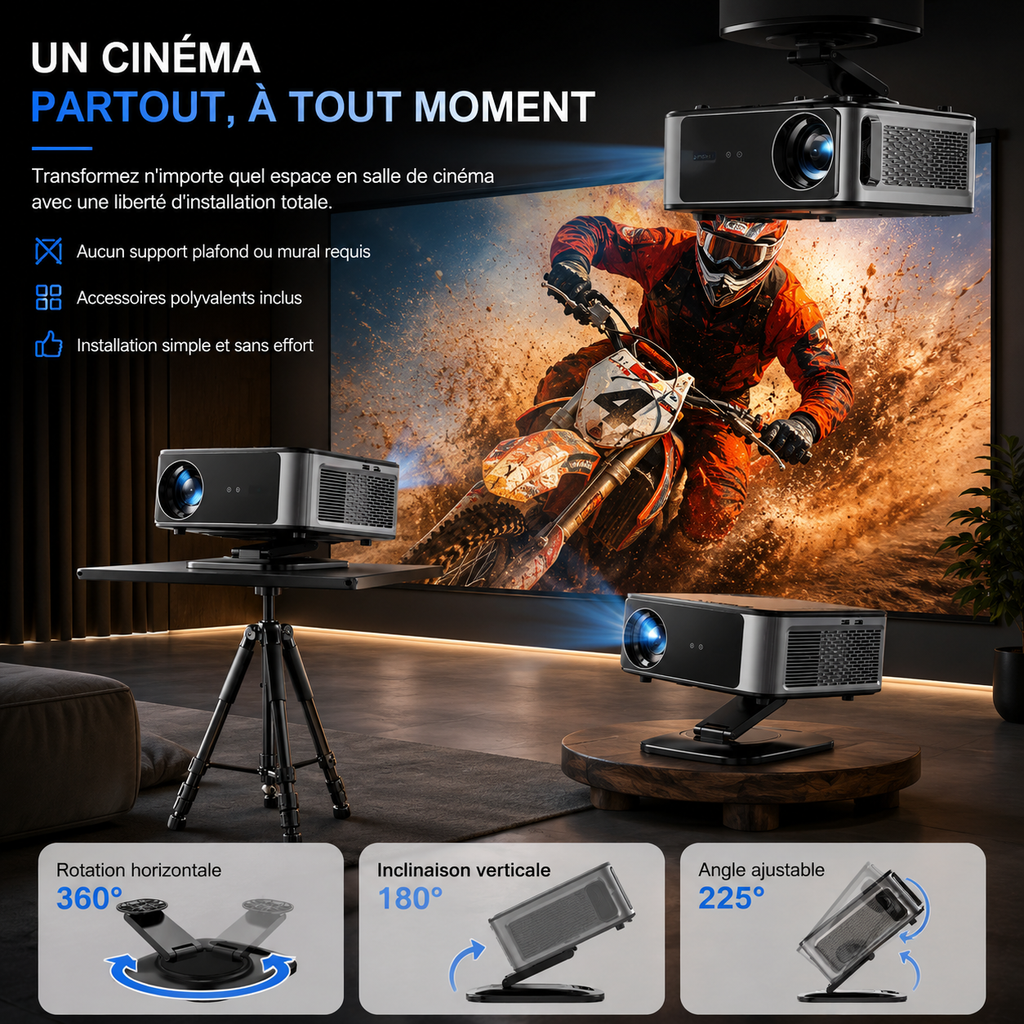 Video Projecteur T10PRO Android 4K UHD Full HD 1080P WiFi 6 Bluetooth 5.3 Autofocus TOF 3000 ANSI Home Cinéma