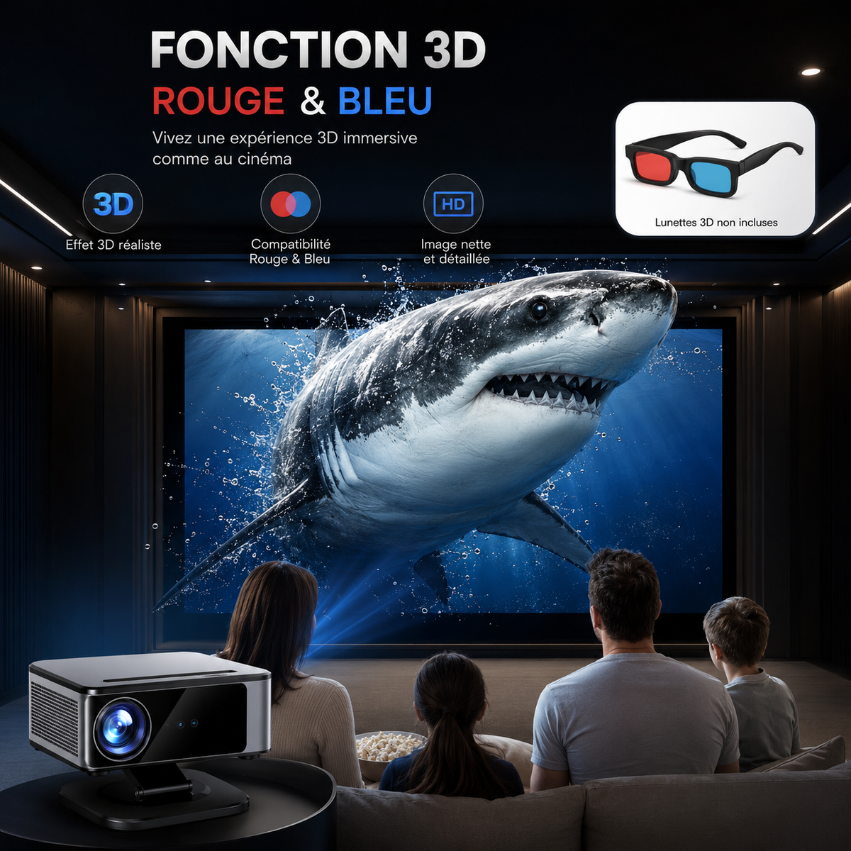 Video Projecteur T10PRO Android 4K UHD Full HD 1080P WiFi 6 Bluetooth 5.3 Autofocus TOF 3000 ANSI Home Cinéma