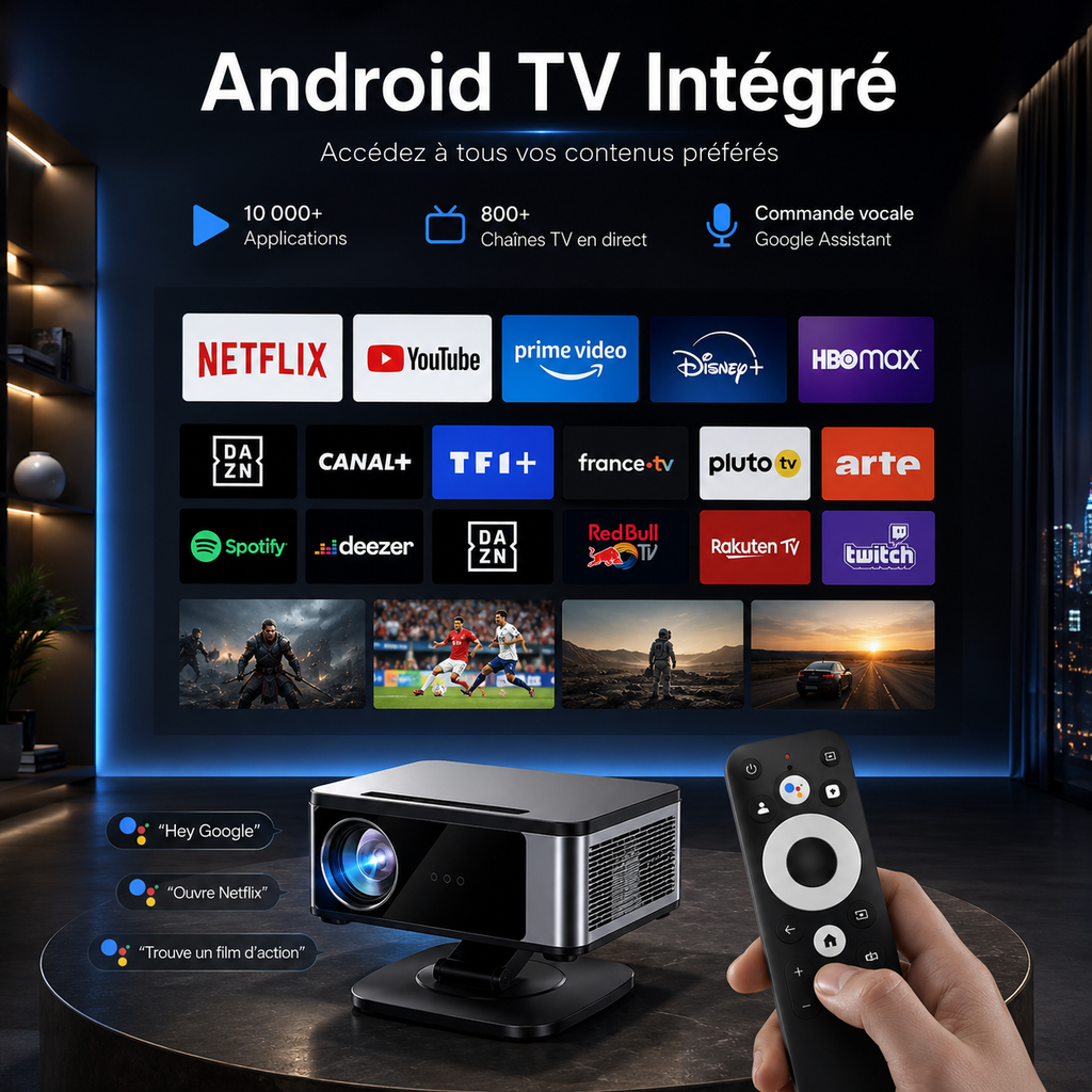 Video Projecteur T10PRO Android 4K UHD Full HD 1080P WiFi 6 Bluetooth 5.3 Autofocus TOF 3000 ANSI Home Cinéma