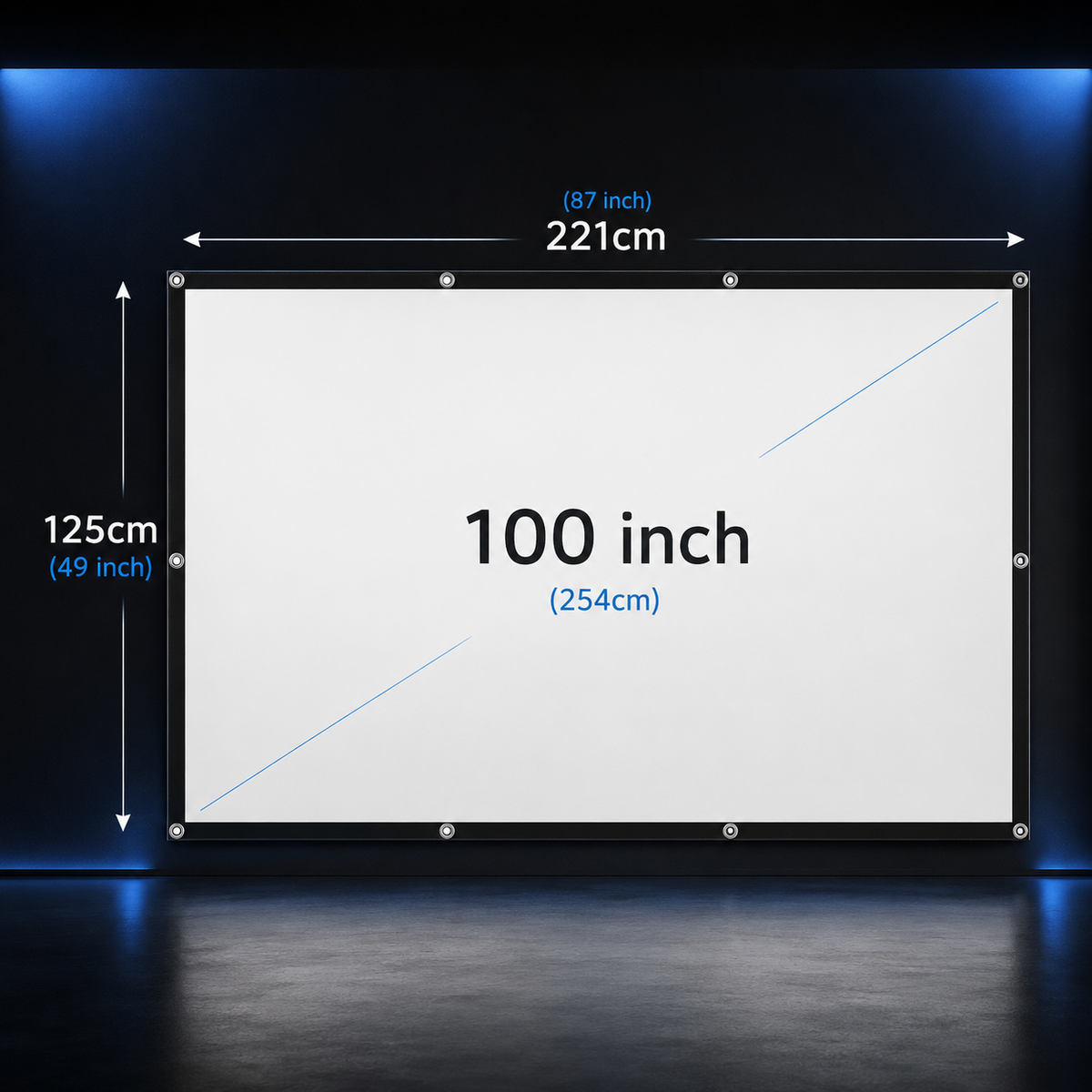 Écran de Projection 16:9 HD Anti-Plis pour Vidéoprojecteur – Toile de Projection Portable 60 à 200 Pouces