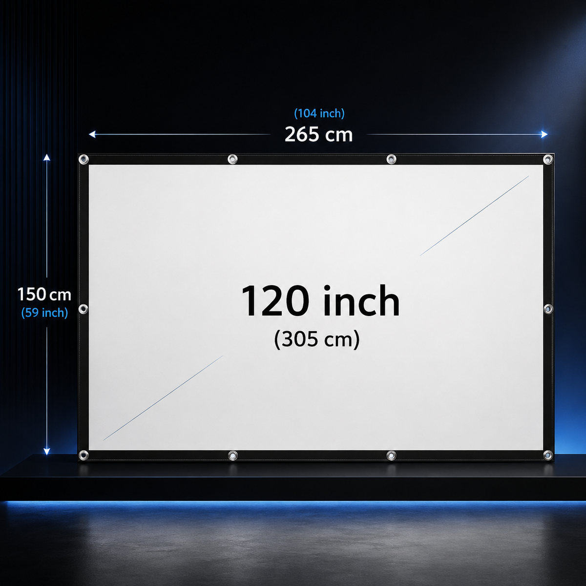 Écran de Projection 16:9 HD Anti-Plis pour Vidéoprojecteur – Toile de Projection Portable 60 à 200 Pouces