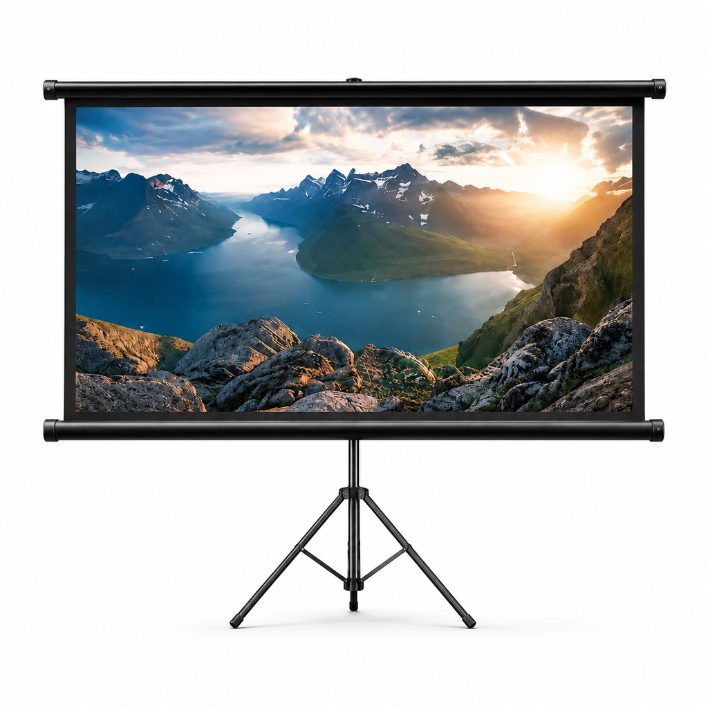 Écran Video projecteur sur Trépied 110” 16:9 Portable Intérieur Extérieur