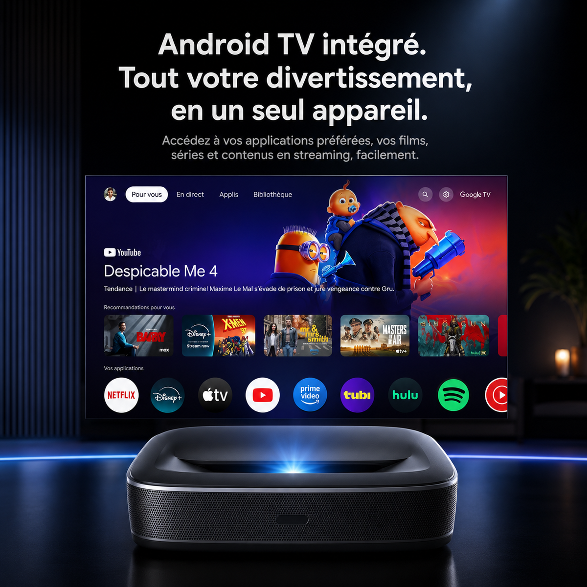 Vidéo Projecteur Laser Triple UST 1080P Full HD Google TV Auto Focus 600 ANSI Lumens - G3