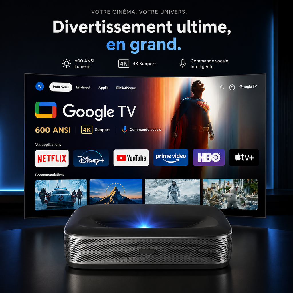 Vidéo Projecteur Laser Triple UST 1080P Full HD Google TV Auto Focus 600 ANSI Lumens - G3