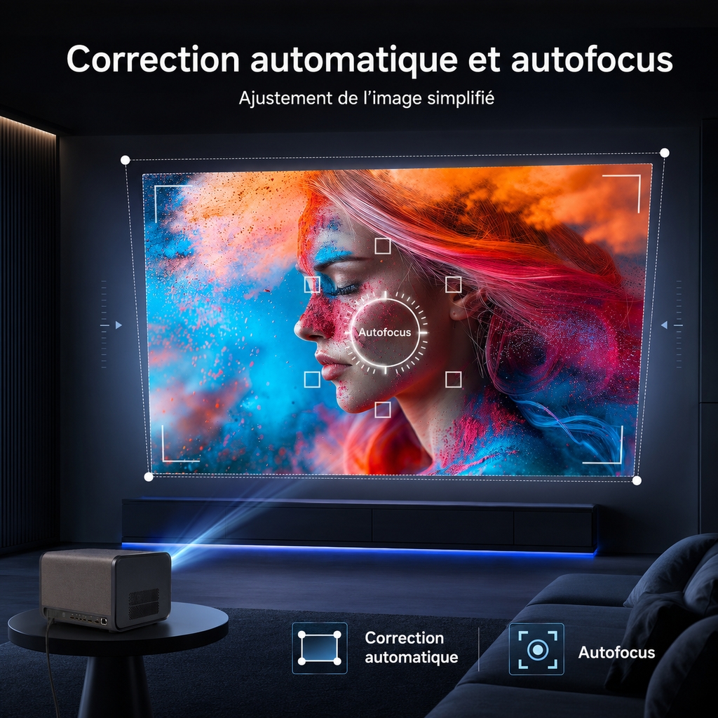 Vidéo projecteur 1080P Full HD Android 3500 ANSI Lumens avec autofocus intelligent – J10