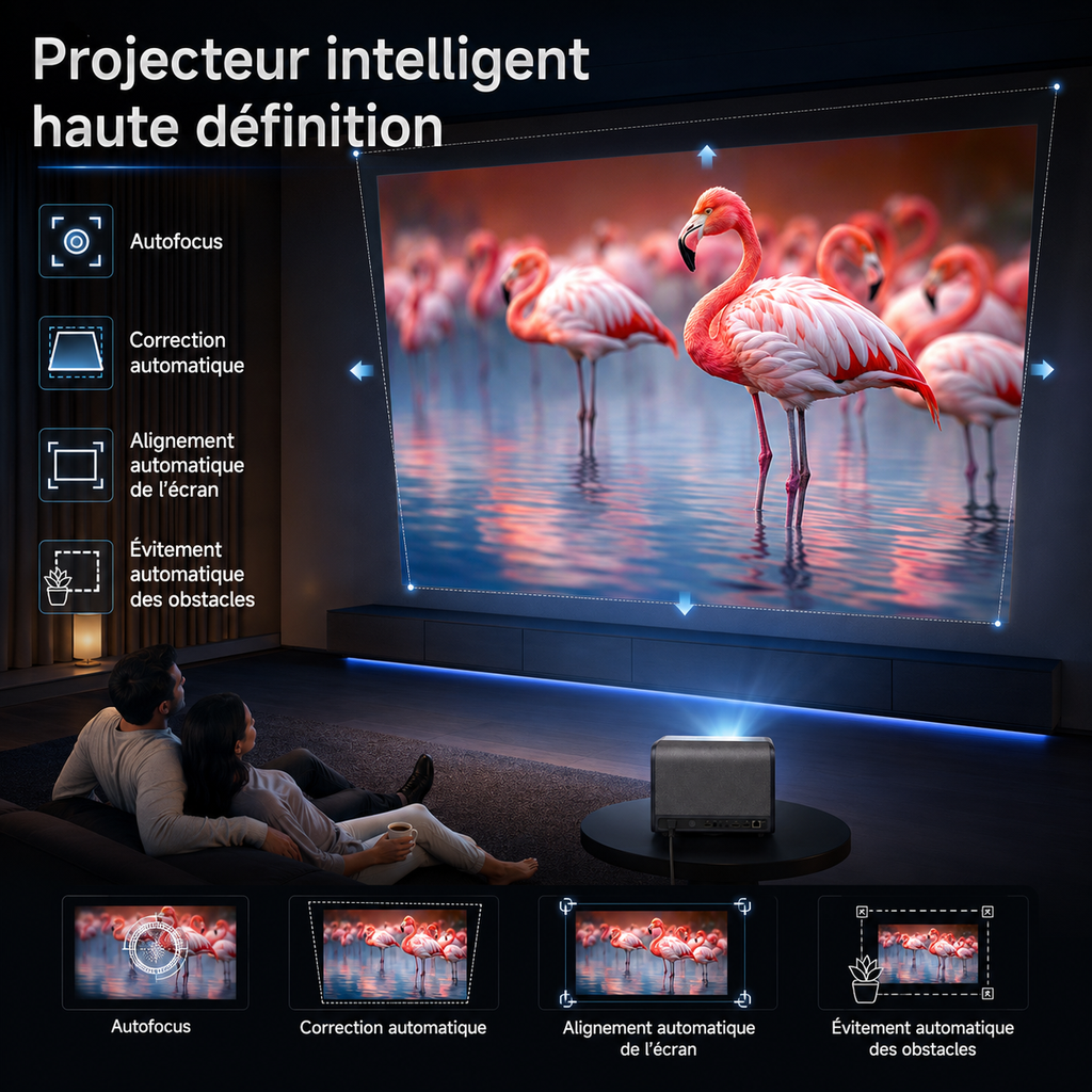 Vidéo projecteur 1080P Full HD Android 3500 ANSI Lumens avec autofocus intelligent – J10