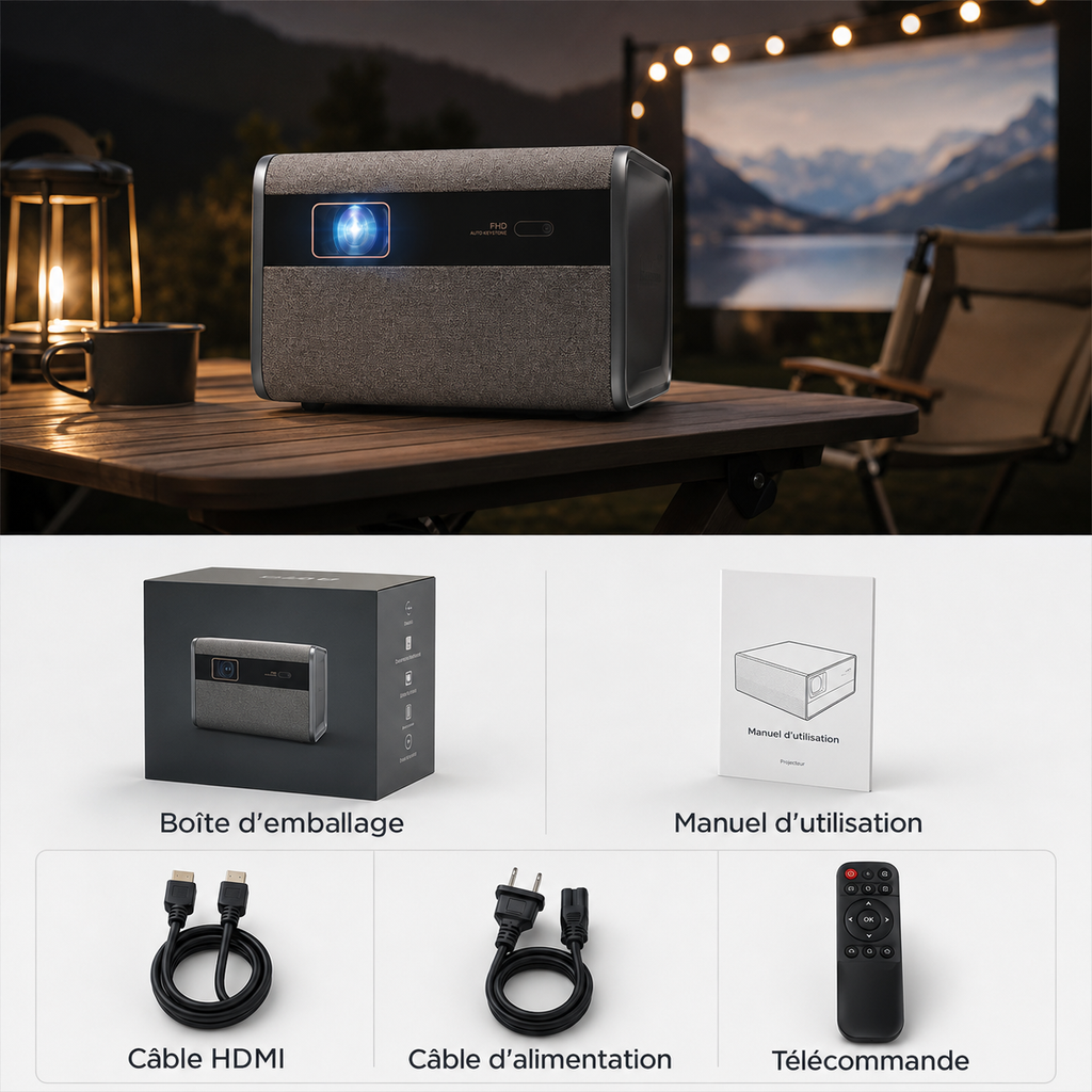 Vidéo projecteur 1080P Full HD Android 3500 ANSI Lumens avec autofocus intelligent – J10