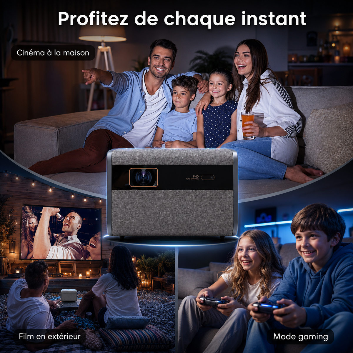 Vidéo projecteur 1080P Full HD Android 3500 ANSI Lumens avec autofocus intelligent – J10
