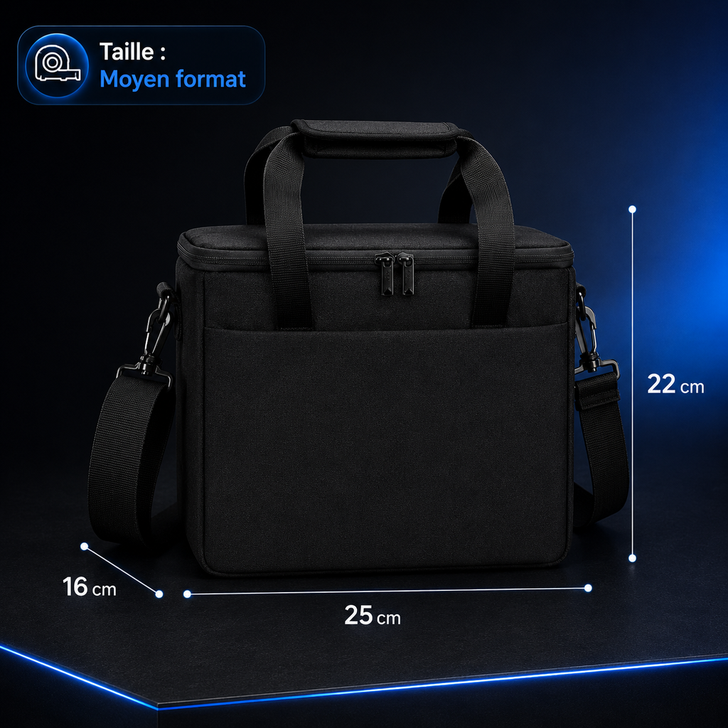 Sac de rangement pour vidéoprojecteur, bandoulière renforcée