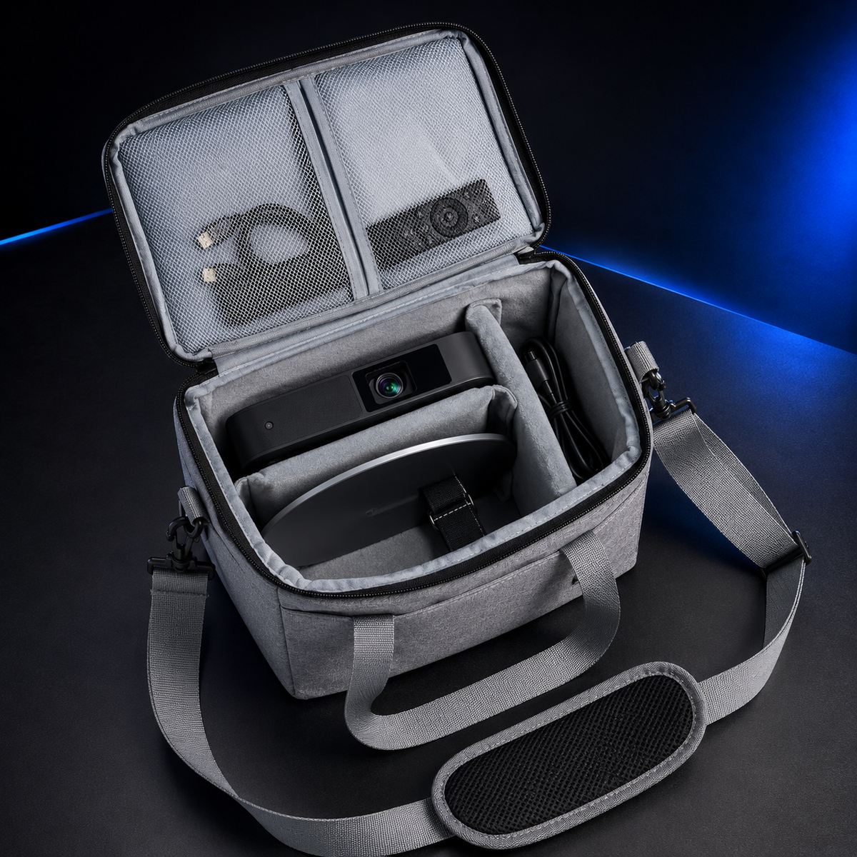 Sac de rangement pour vidéoprojecteur, bandoulière renforcée