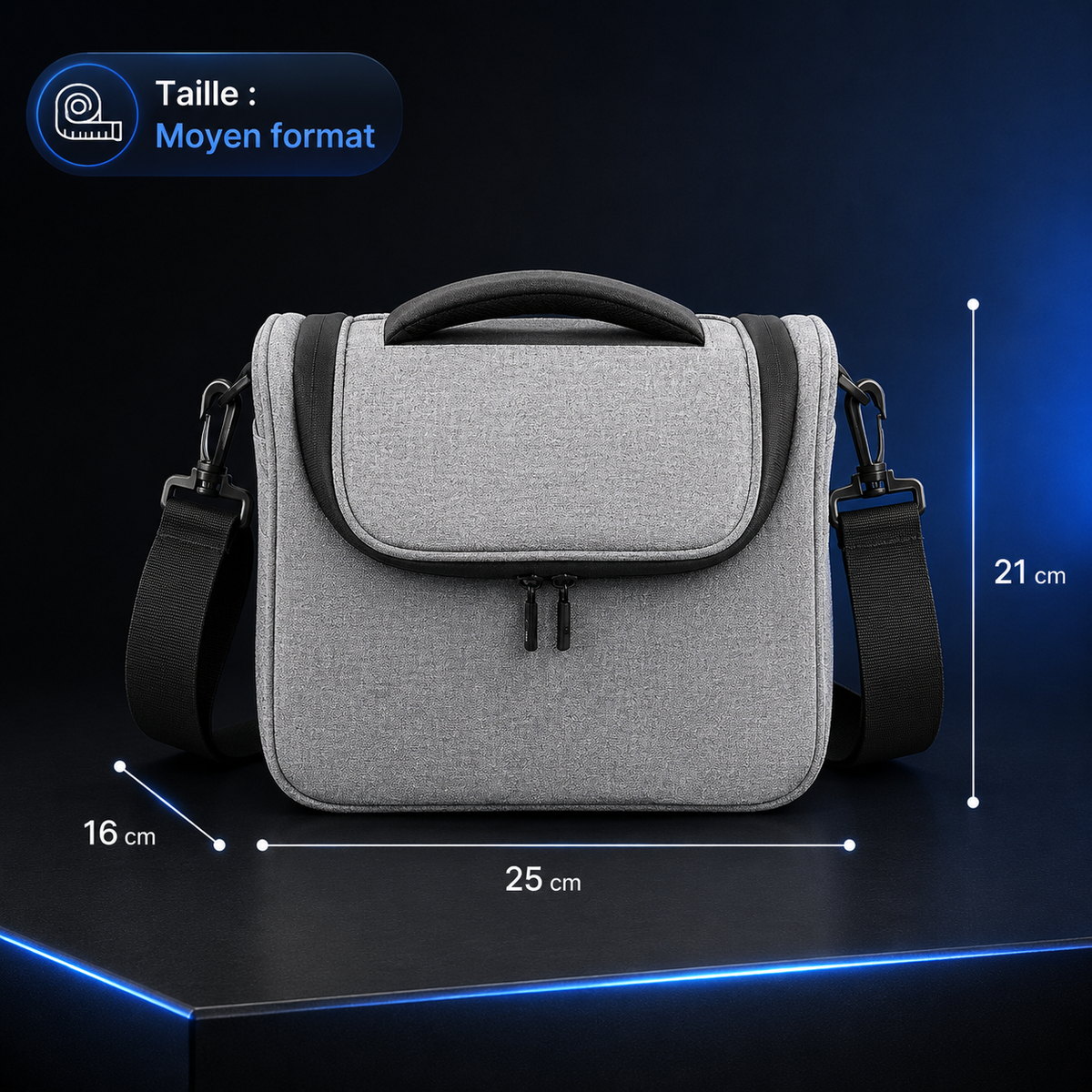 Sac de rangement pour vidéoprojecteur, bandoulière renforcée