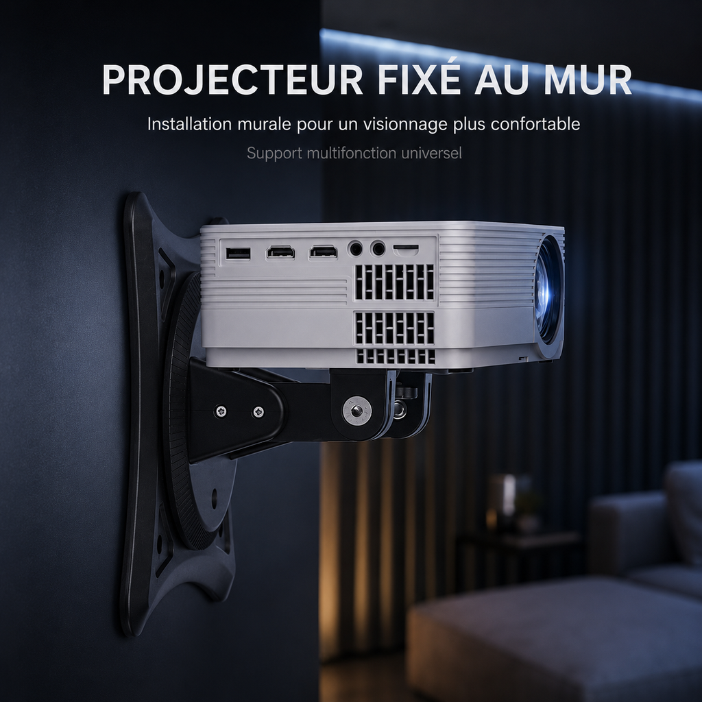 Support projecteur universel portable 360° bureau mur plafond – Support Projecteur (diamètre 1/4)