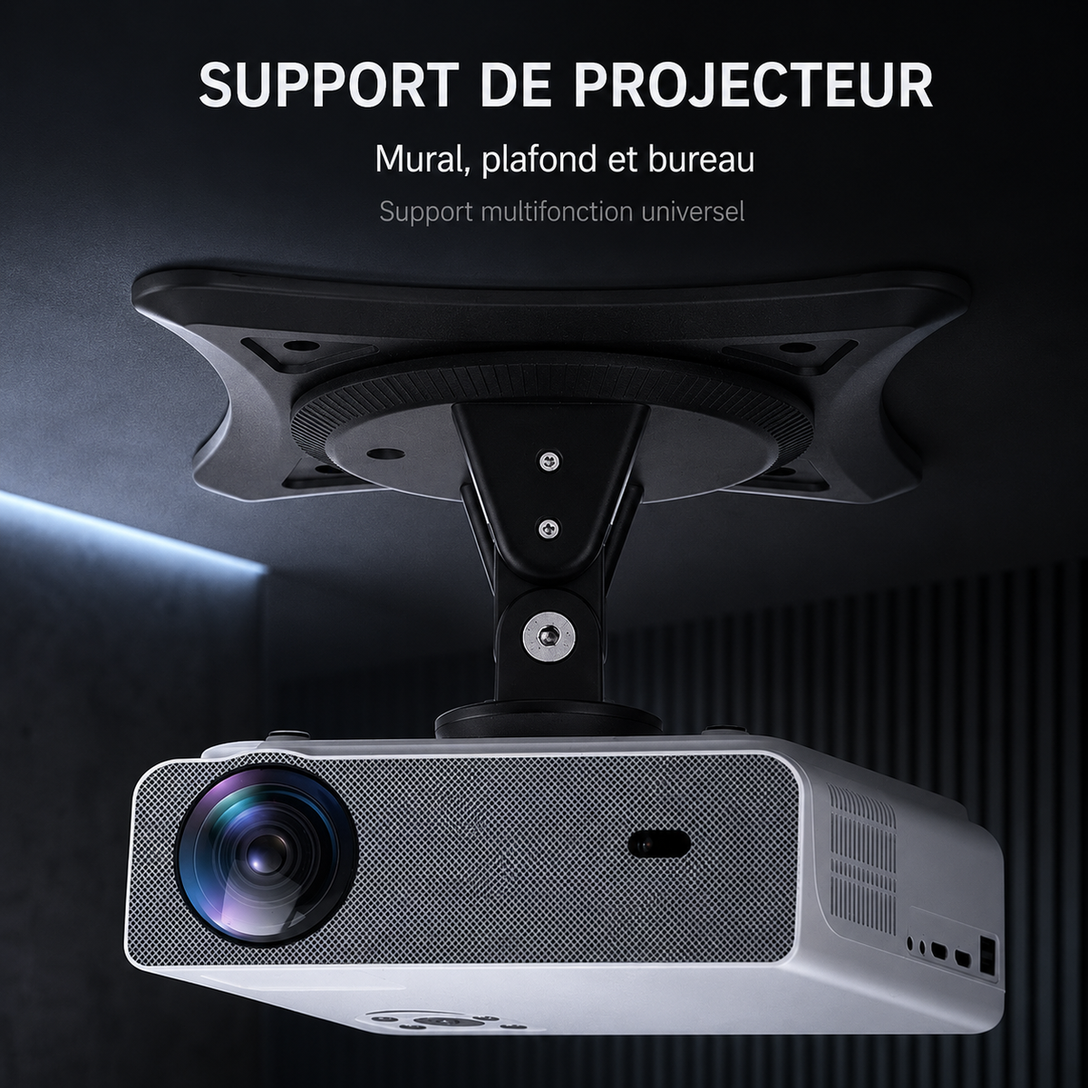 Support projecteur universel portable 360° bureau mur plafond – Support Projecteur (diamètre 1/4)