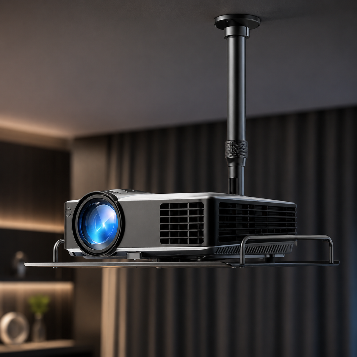 Support plafond vidéo projecteur avec plateau 31x22 cm