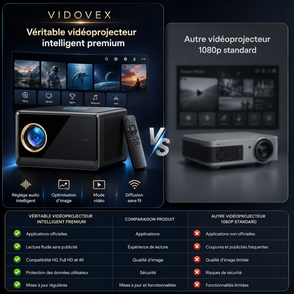Vidéoprojecteur 1080P Android TV WiFi 6 Bluetooth Autofocus Home Cinéma - X08