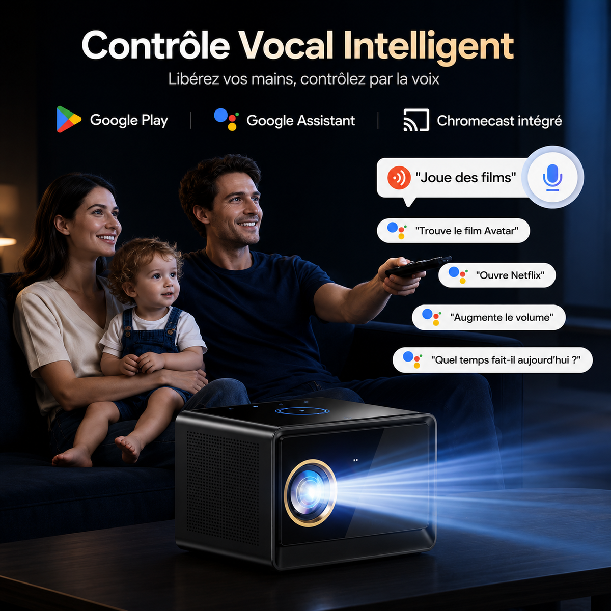 Vidéoprojecteur 1080P Android TV WiFi 6 Bluetooth Autofocus Home Cinéma - X08