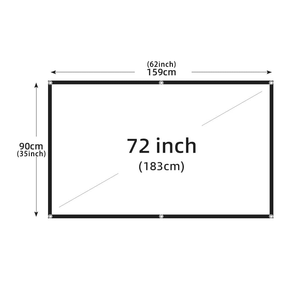 Écran de Projection 16:9 HD Anti-Plis pour Vidéoprojecteur – Toile de Projection Portable 60 à 200 Pouces