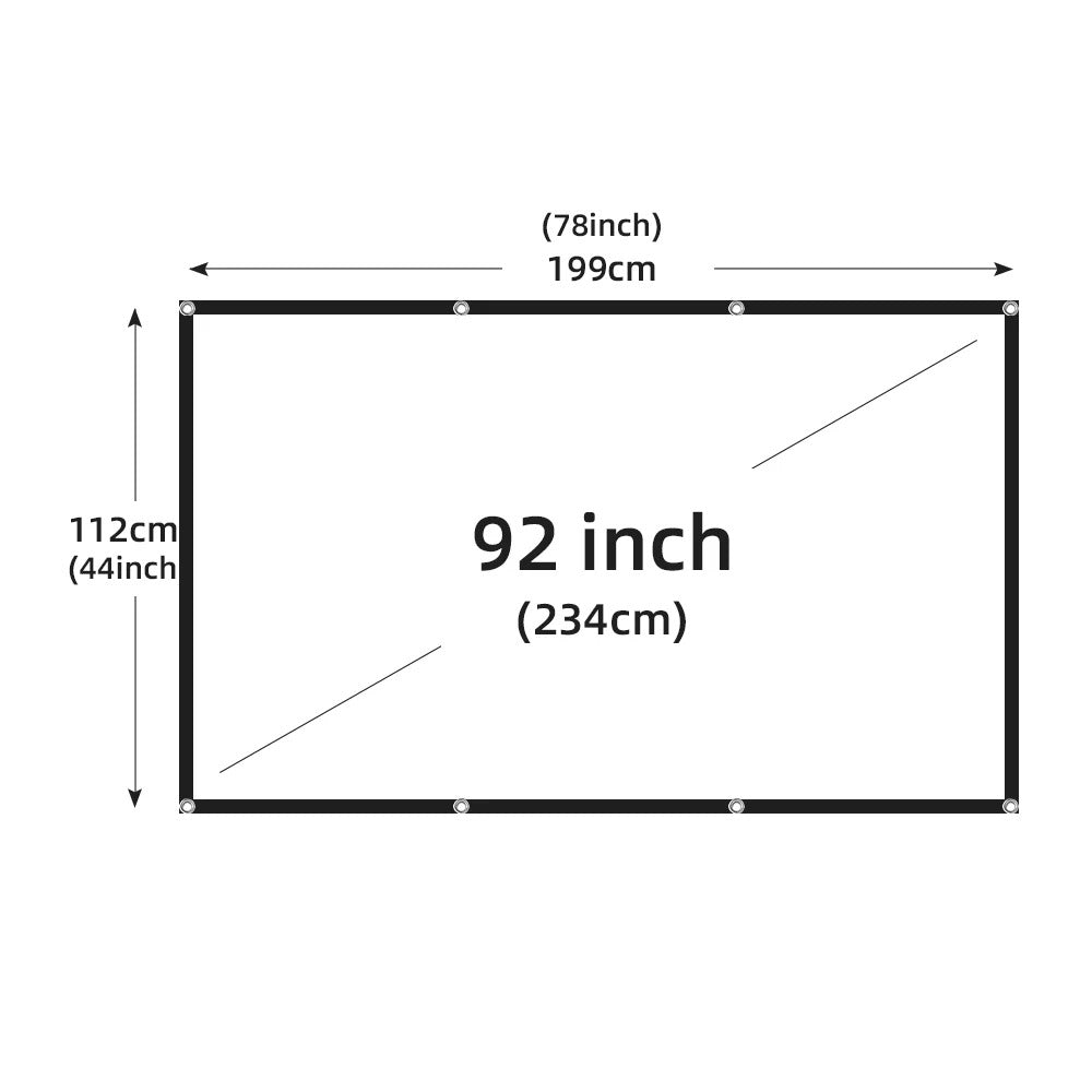 Écran de Projection 16:9 HD Anti-Plis pour Vidéoprojecteur – Toile de Projection Portable 60 à 200 Pouces