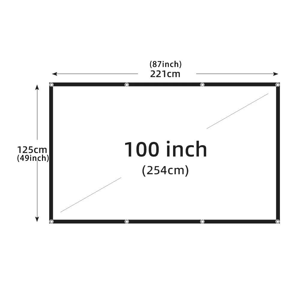 Écran de Projection 16:9 HD Anti-Plis pour Vidéoprojecteur – Toile de Projection Portable 60 à 200 Pouces