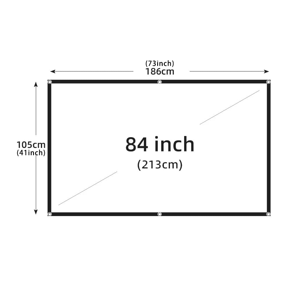 Écran de Projection 16:9 HD Anti-Plis pour Vidéoprojecteur – Toile de Projection Portable 60 à 200 Pouces