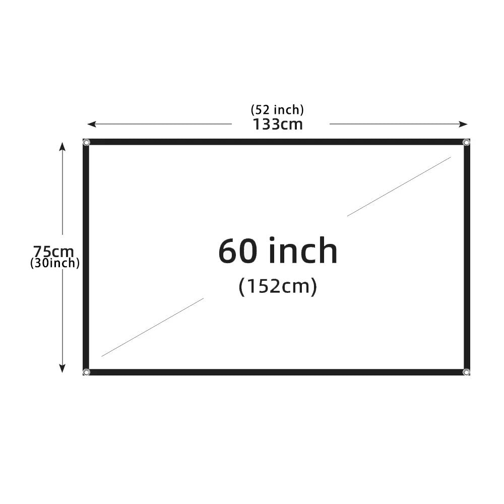 Écran de Projection 16:9 HD Anti-Plis pour Vidéoprojecteur – Toile de Projection Portable 60 à 200 Pouces