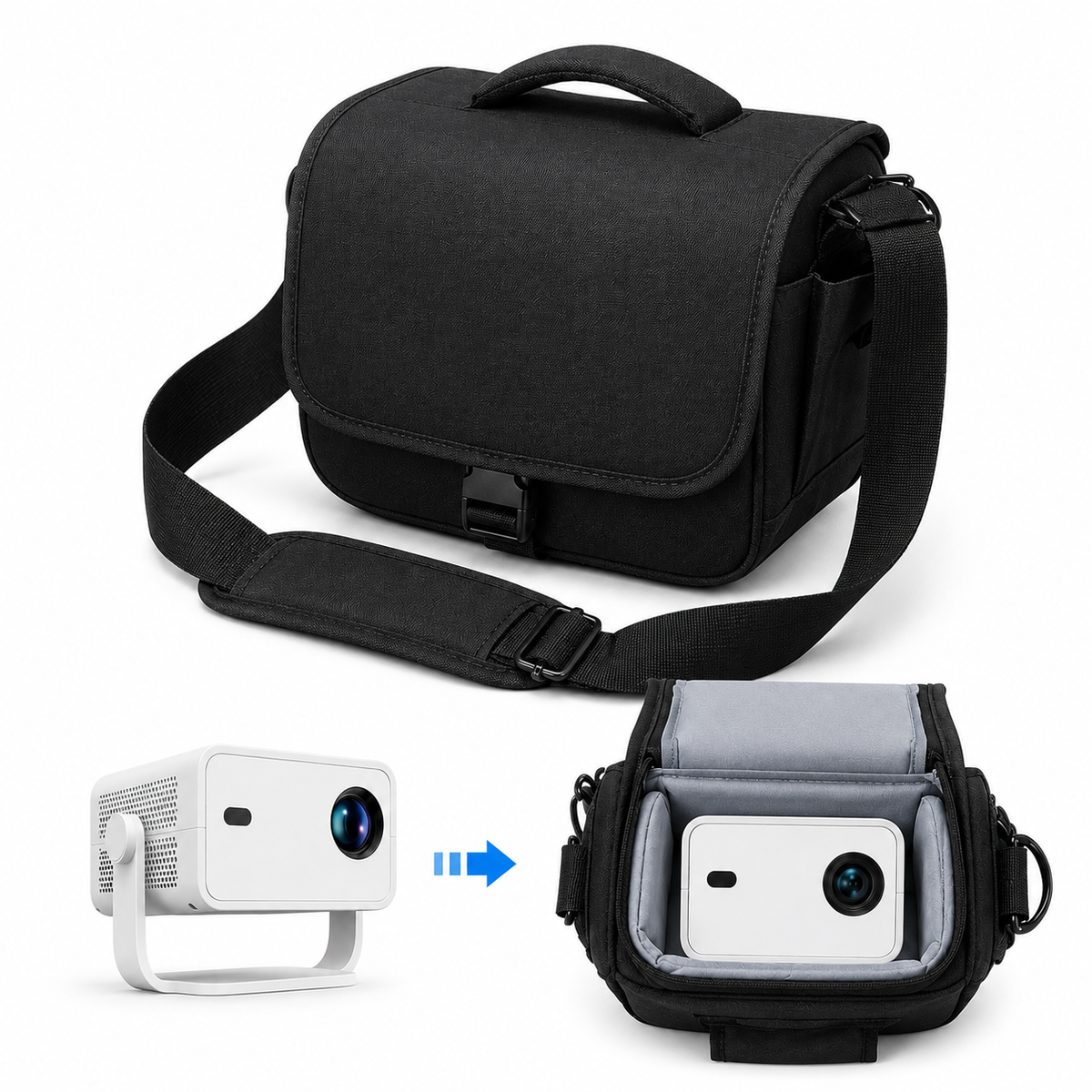 Sac de transport noir antichoc pour vidéo projecteur HY350max