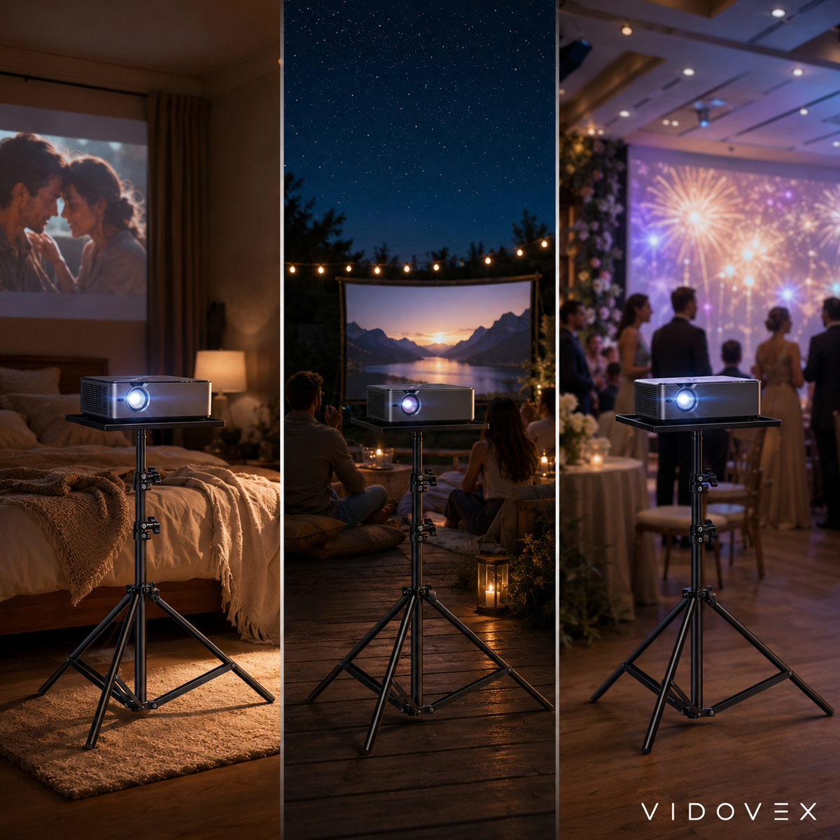 Support vidéoprojecteur réglable avec plateau antidérapant pour sol et bureau